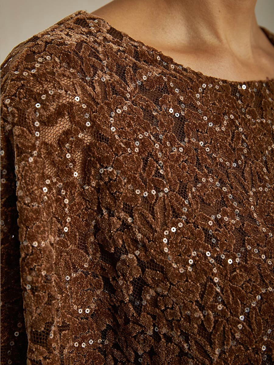 Sequin Lace Velvet Capelet Top