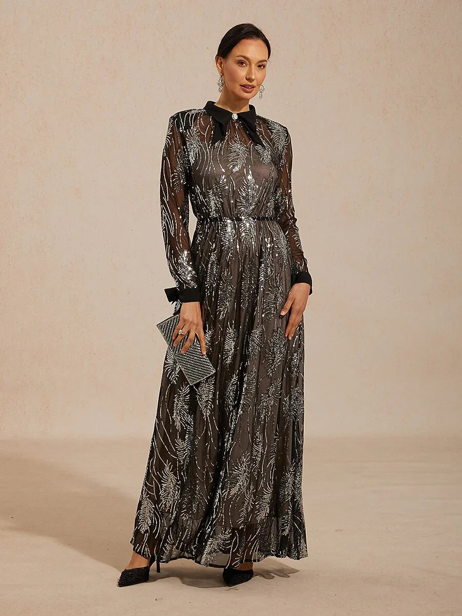 sequin mesh overlay dress Black Embroidered Sequin Detail Mesh Overlay Maternity Maxi Dress