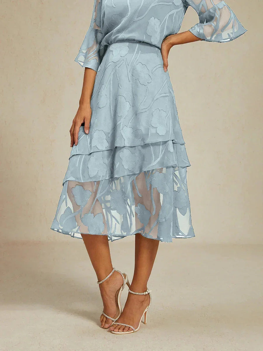 Floral Chiffon Midi Skirt