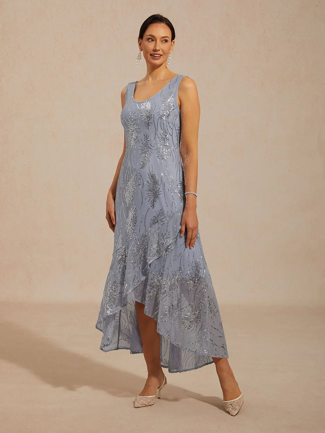 mesh sequin maxi dress Sleeveless A-Line Maxi Dress with Mesh Sequin – msglamor