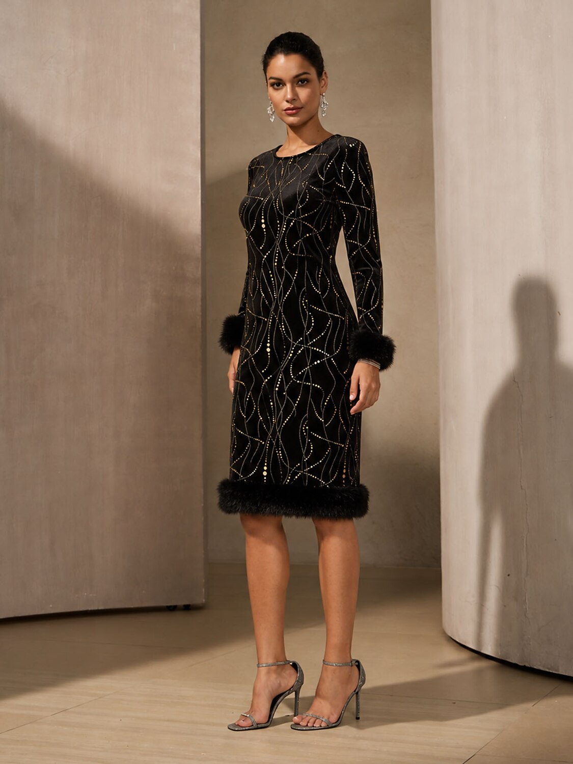 Pre-Order: Sequin Embellished Velvet Dress