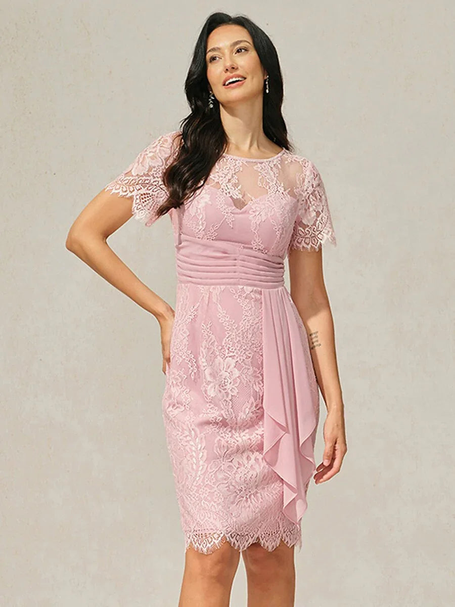 Lace Trim Chiffon Dress
