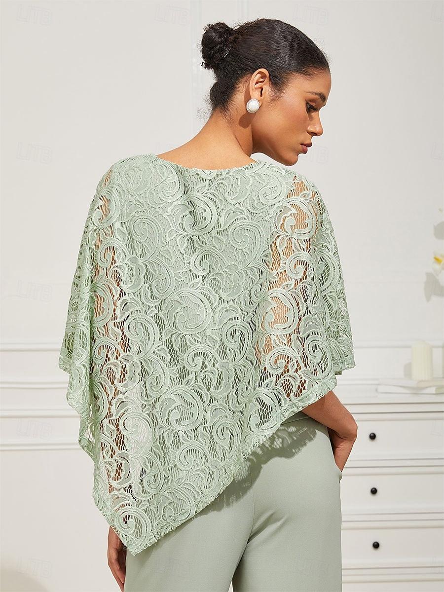 Elegantes Spitzentop mit Fledermausärmeln