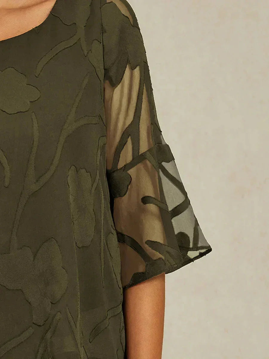 Dressy Chiffon Asymmetric Hem Blouse
