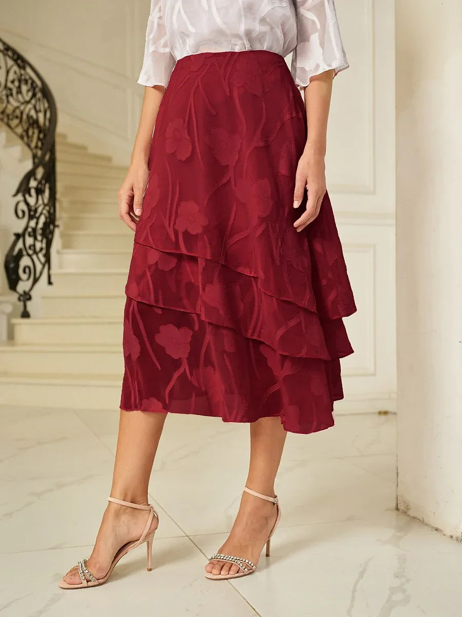 Floral Chiffon Midi Skirt