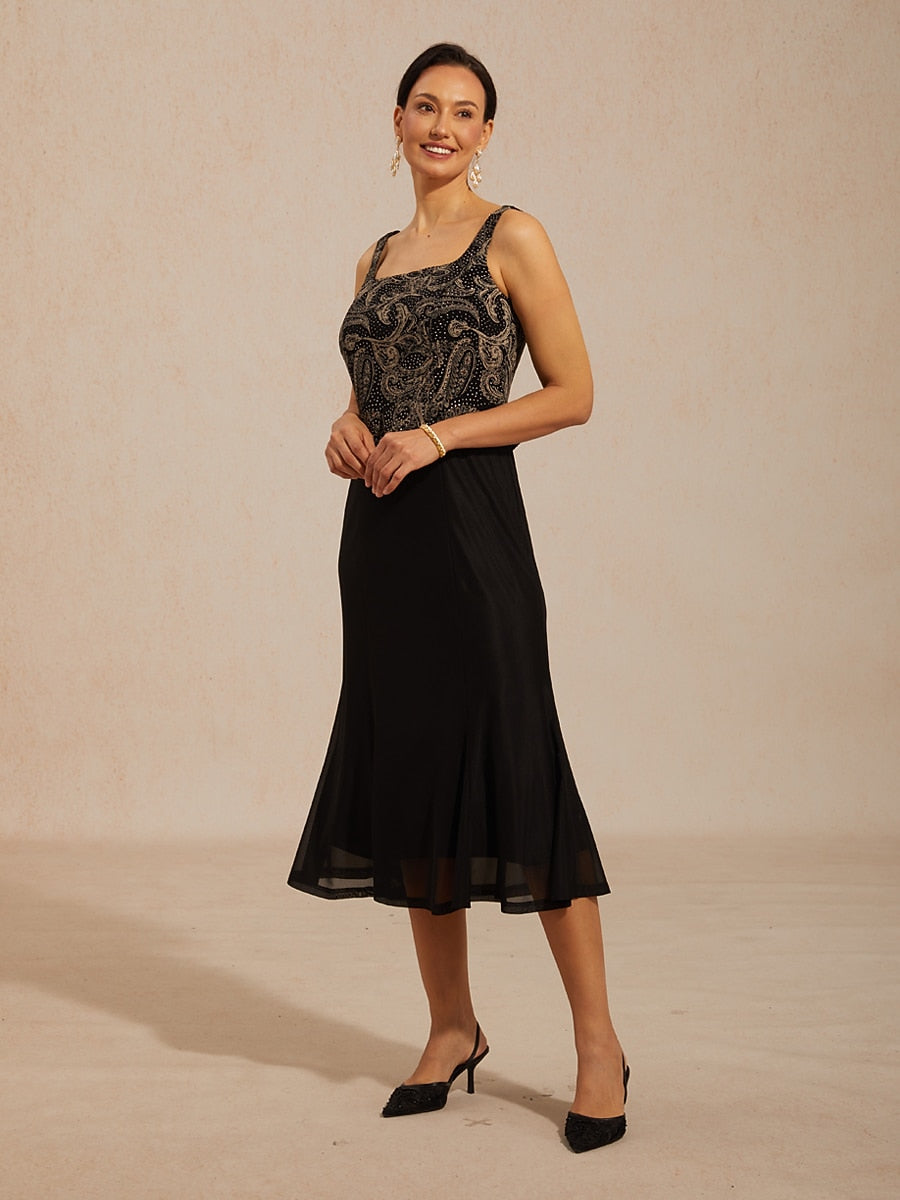 Paisley Jacket Dress with Subtle Sequin Detail