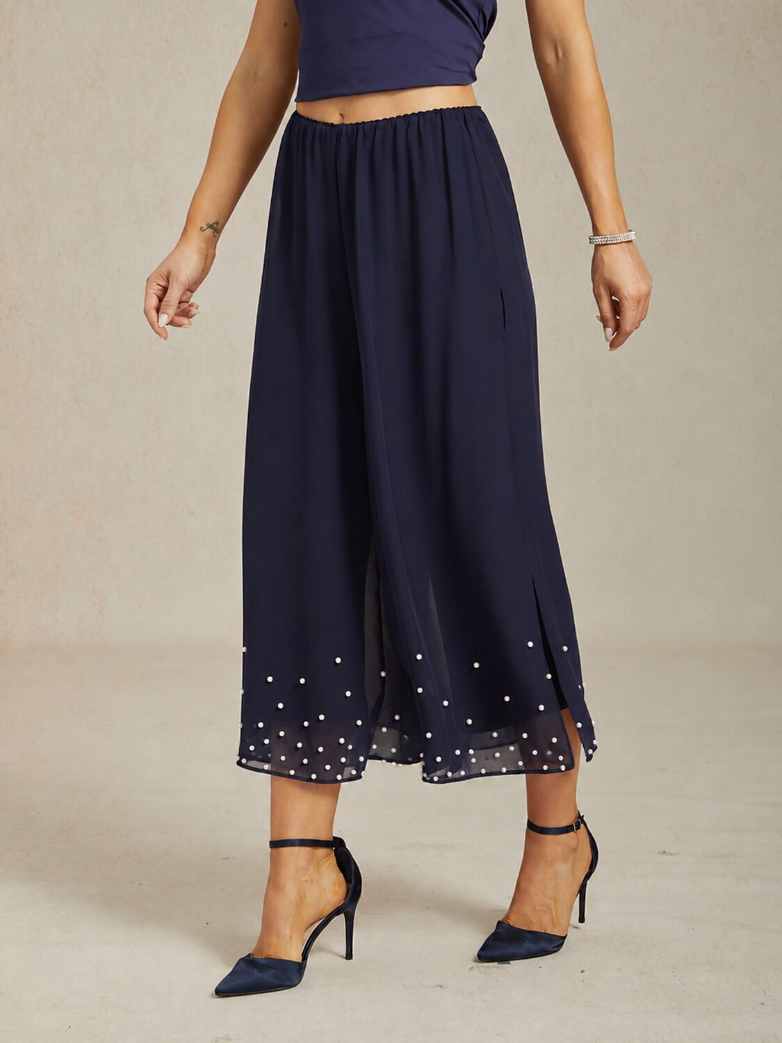 Cropped Pearl-embellished Pants