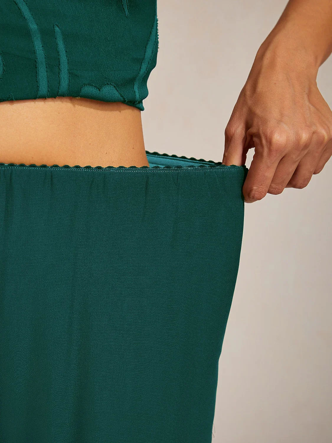Straight Leg Mid Waist Layered Chiffon Pants