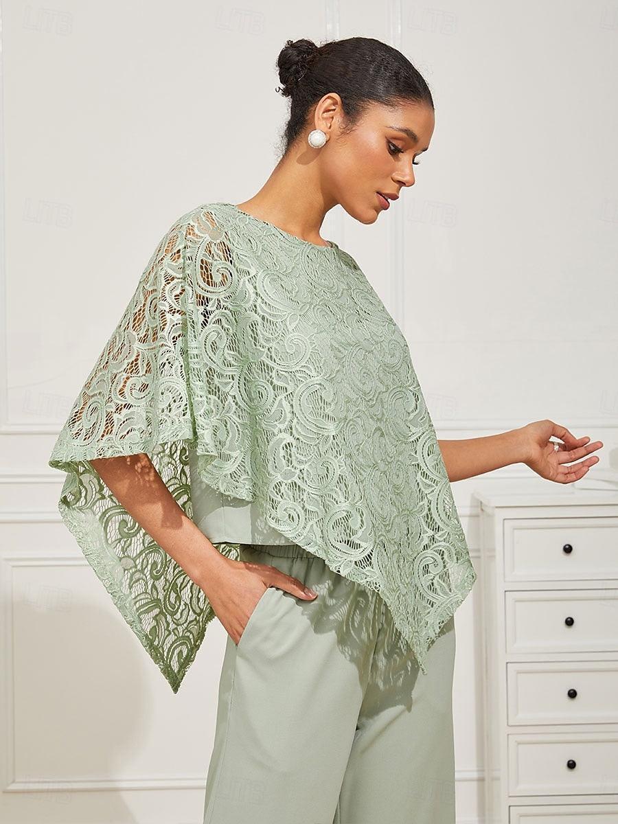 Elegantes Spitzentop mit Fledermausärmeln