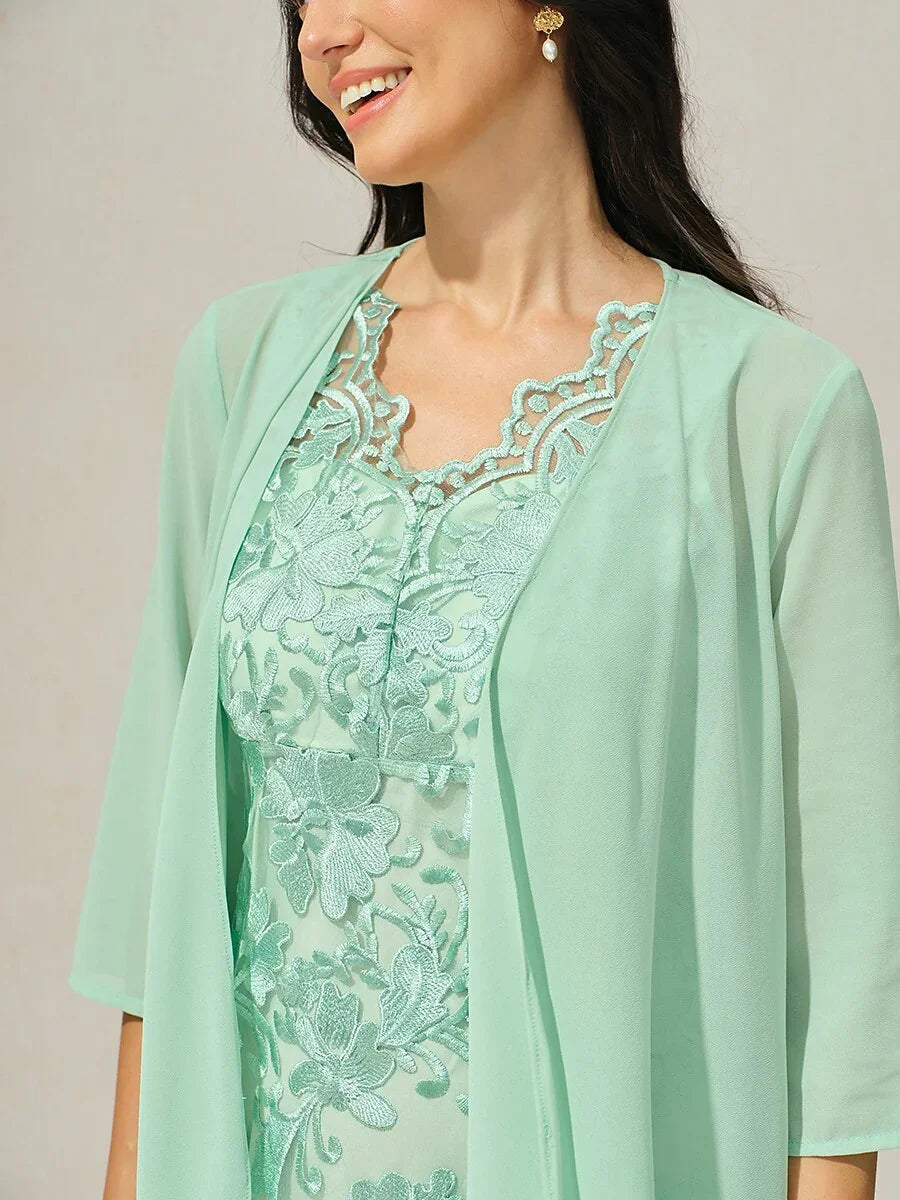 Embroidered Lace Dress Set