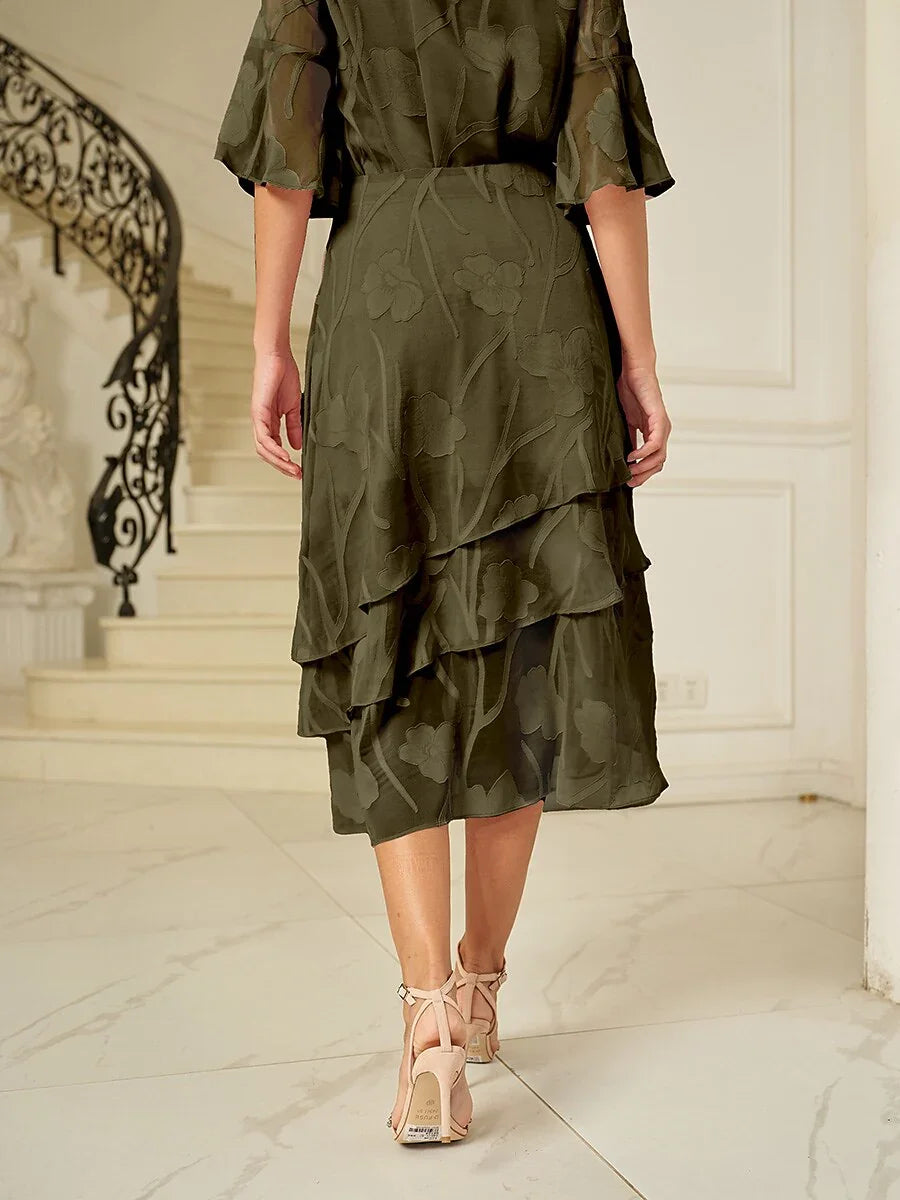 Floral Chiffon Midi Skirt