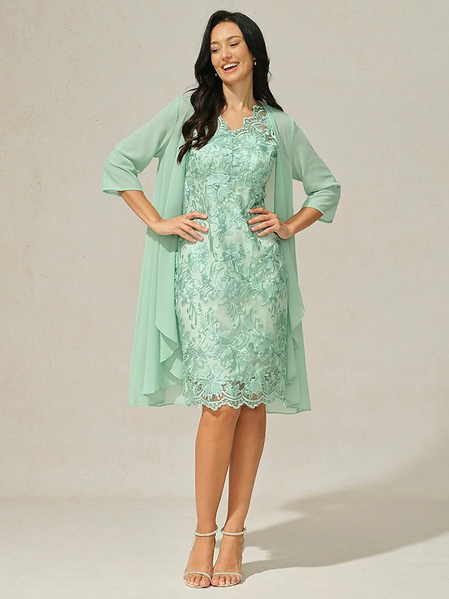 Embroidered Lace Dress Set
