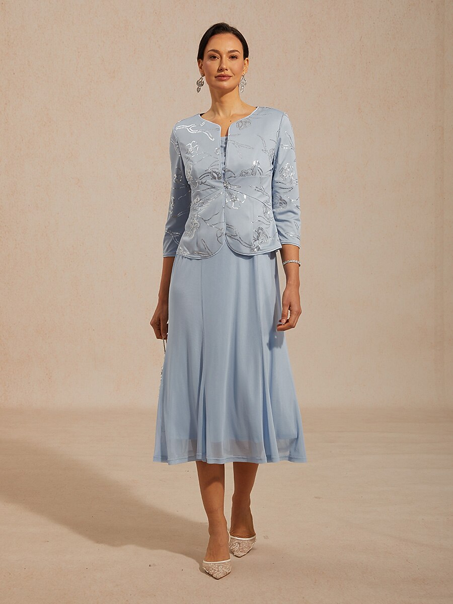 Robe-veste mi-longue brodée de sequins