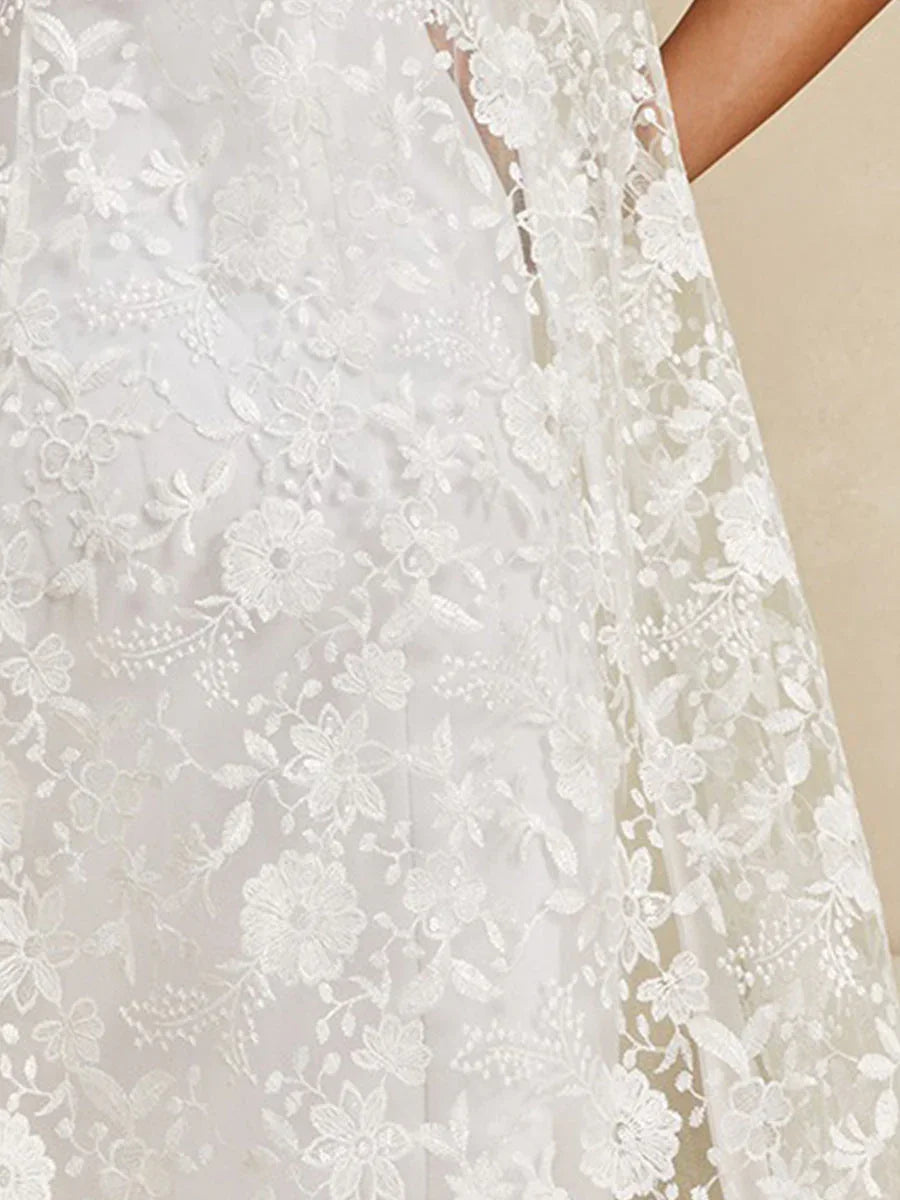 Floral Embroidered Lace Jacket In White