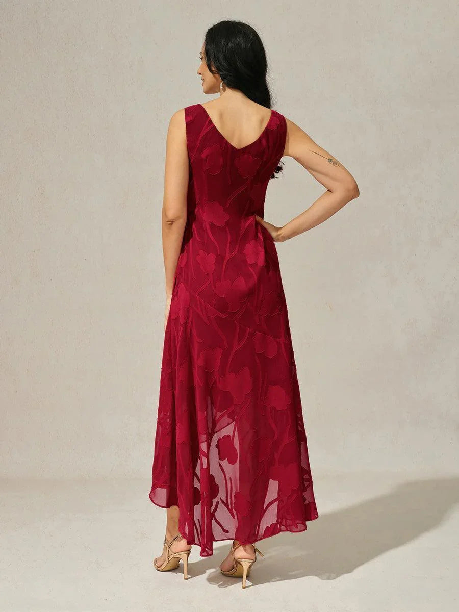 Robe de soirée en mousseline de soie bleu marine à ourlet asymétrique