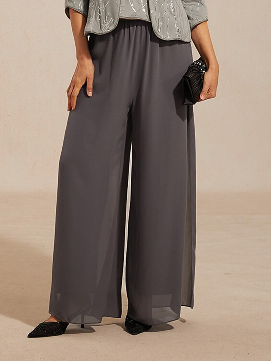 Elegant Mandarin Collar Jacket And Pants 3 Piece Sets