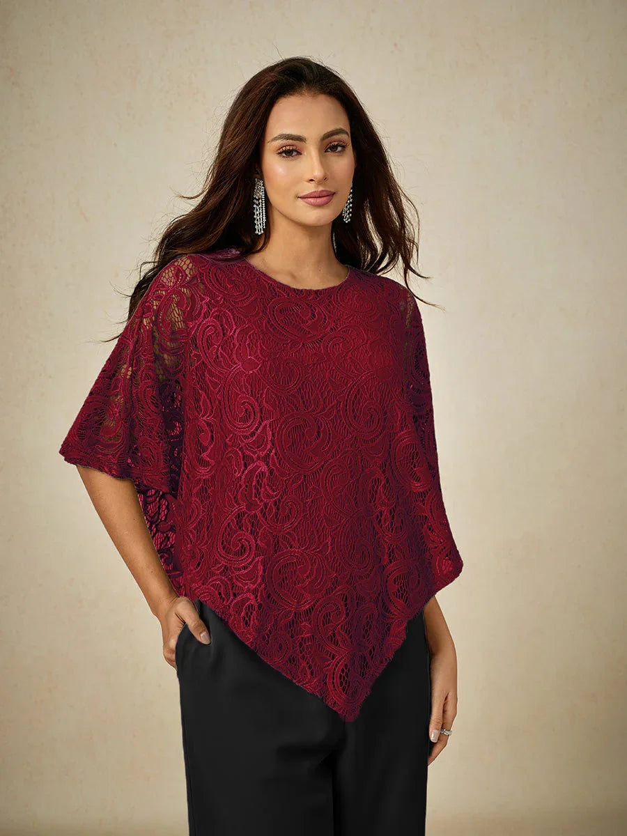 Elegantes Spitzentop mit Fledermausärmeln