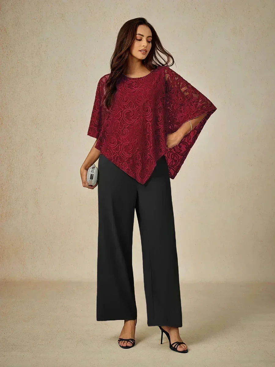 Elegant Kanten Top Met Vleermuismouwen
