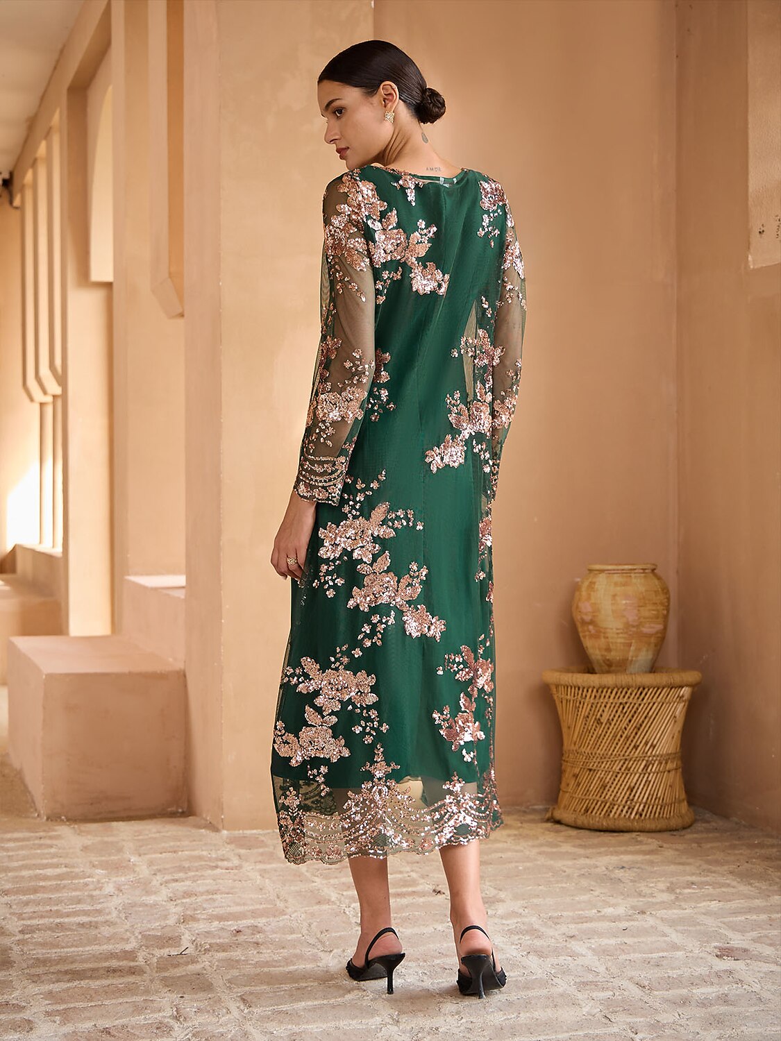 Long Sequin Embroidered Jacket