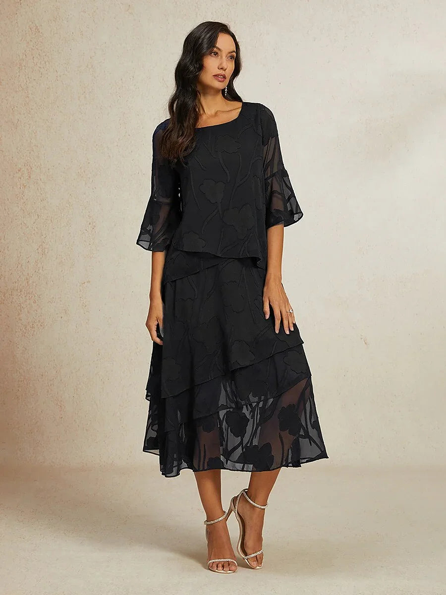 Floral Chiffon Midi Skirt