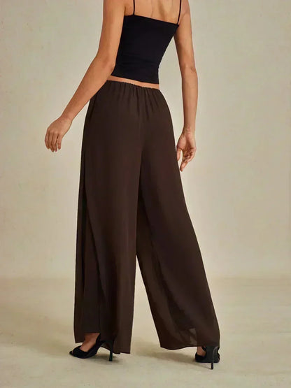 Straight Leg Pant With Chiffon Split Leg Overlay