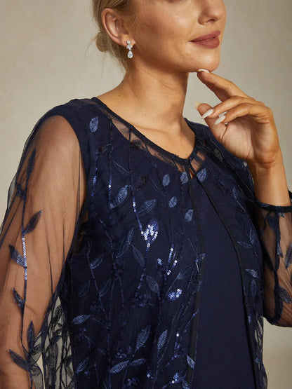 Floral Embroidered Lace Sequin Jacket