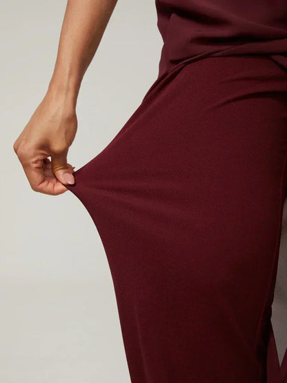 Straight Leg Pant With Chiffon Split Leg Overlay