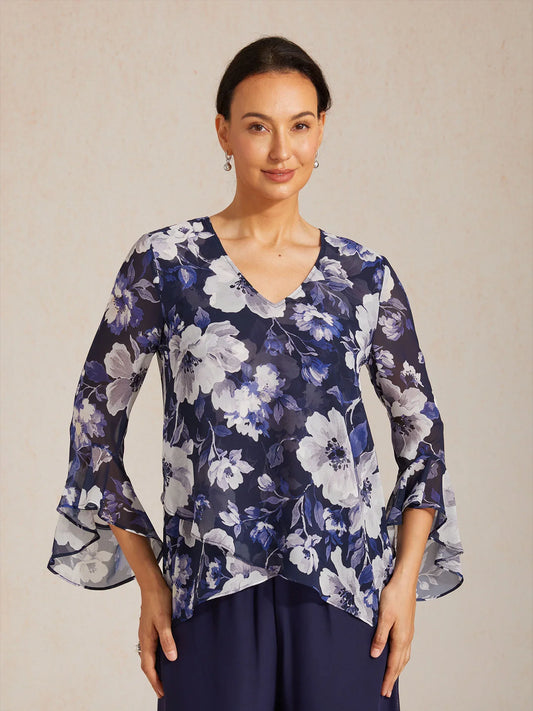 Elegant Boho Chiffon Ruffle Sleeve Blouse