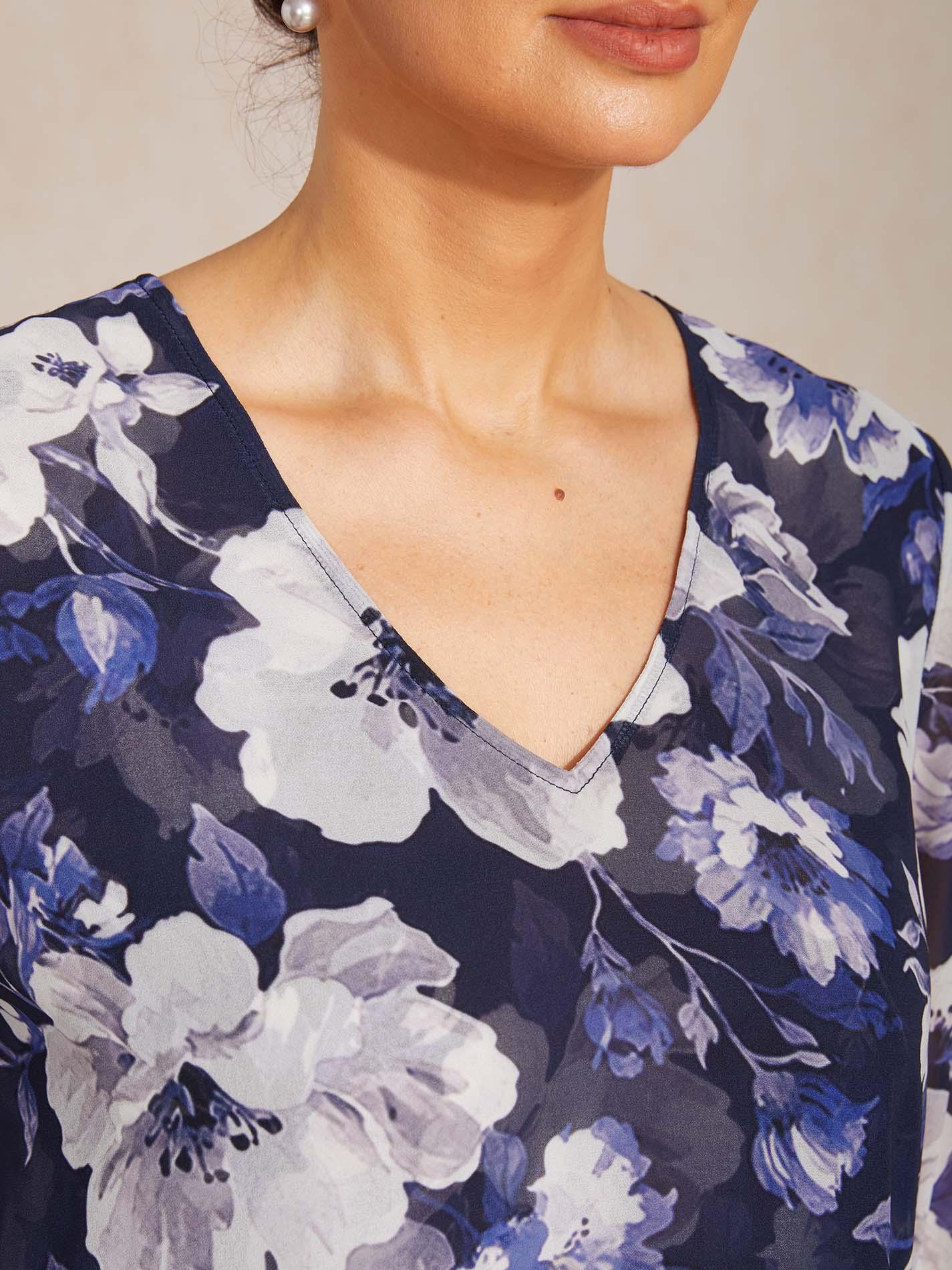 Elegant Boho chiffonbluse med volangerm