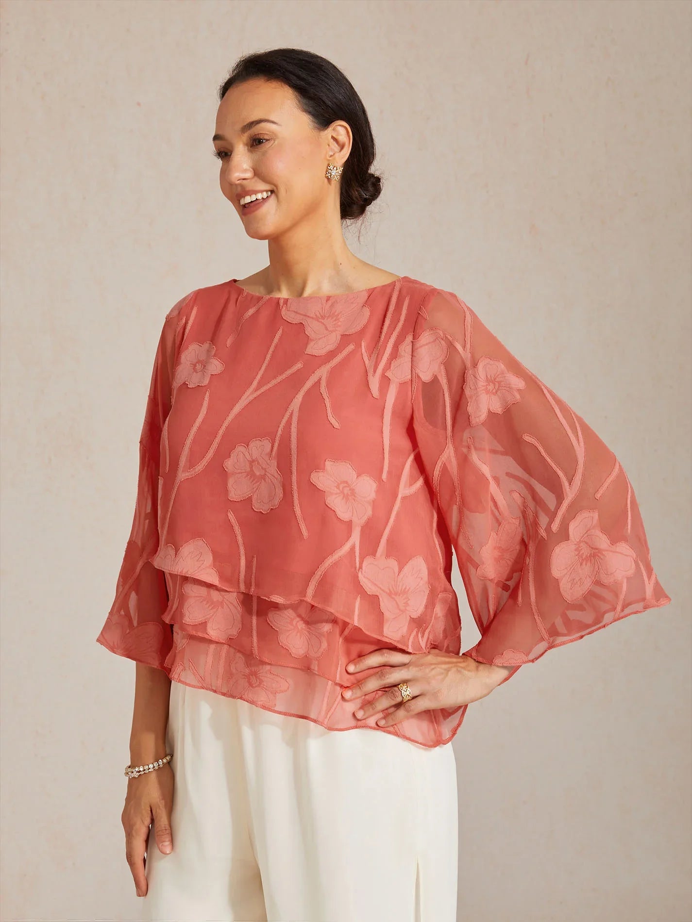 Chiffon Bloemenlaagjes Blouse