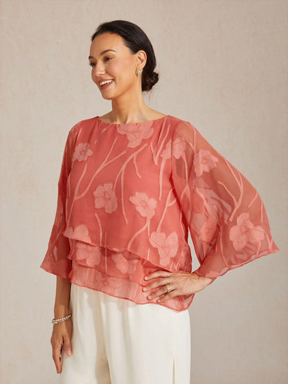 Chiffon Bloemenlaagjes Blouse
