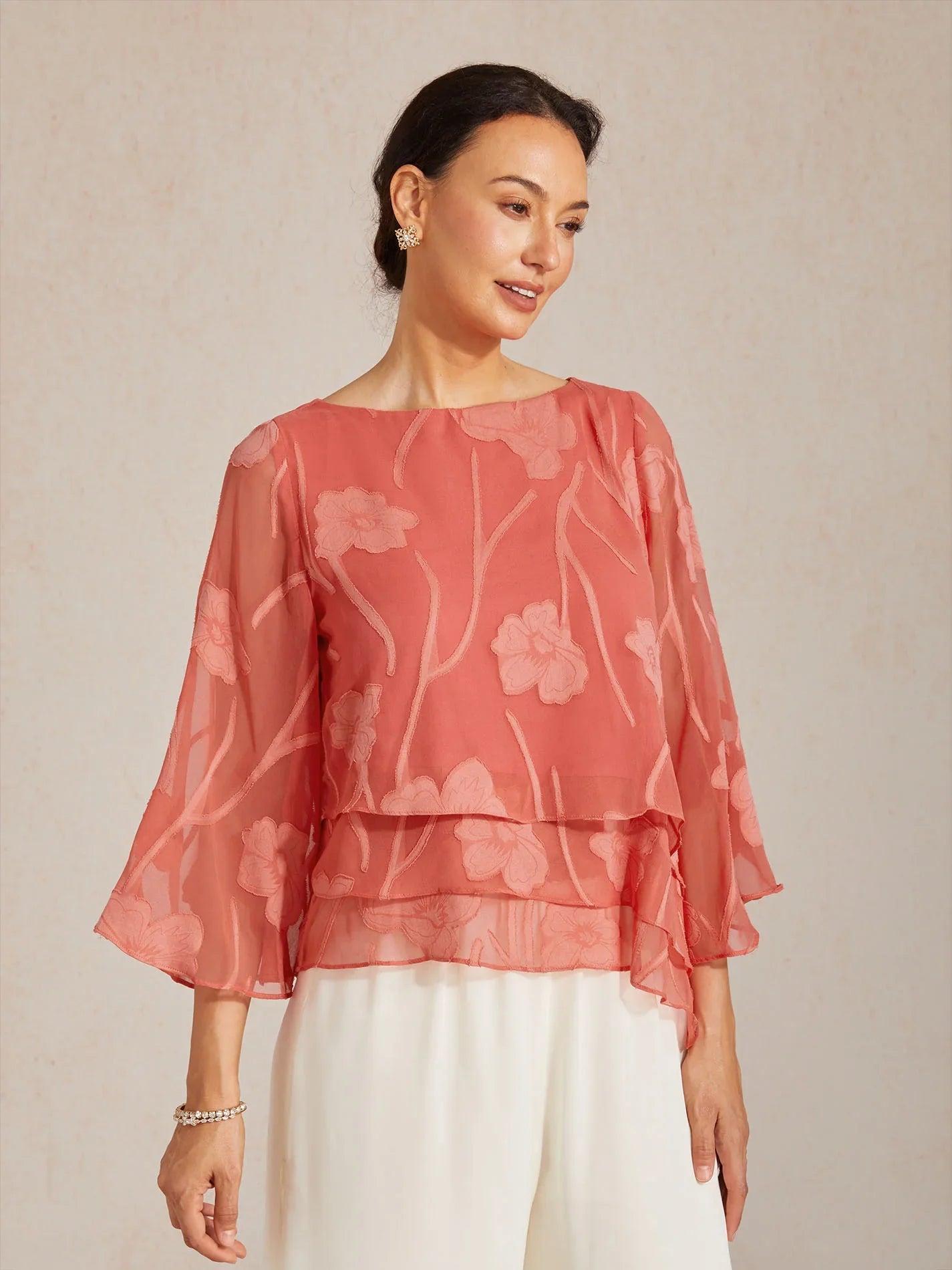 Chiffon Floral Layered Blouse