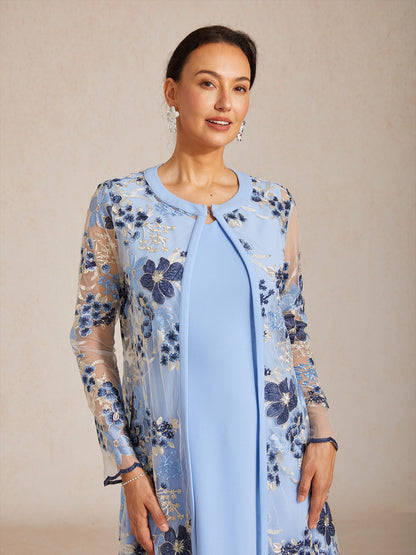 Lange Jacke aus Spitze mit Blumenstickerei