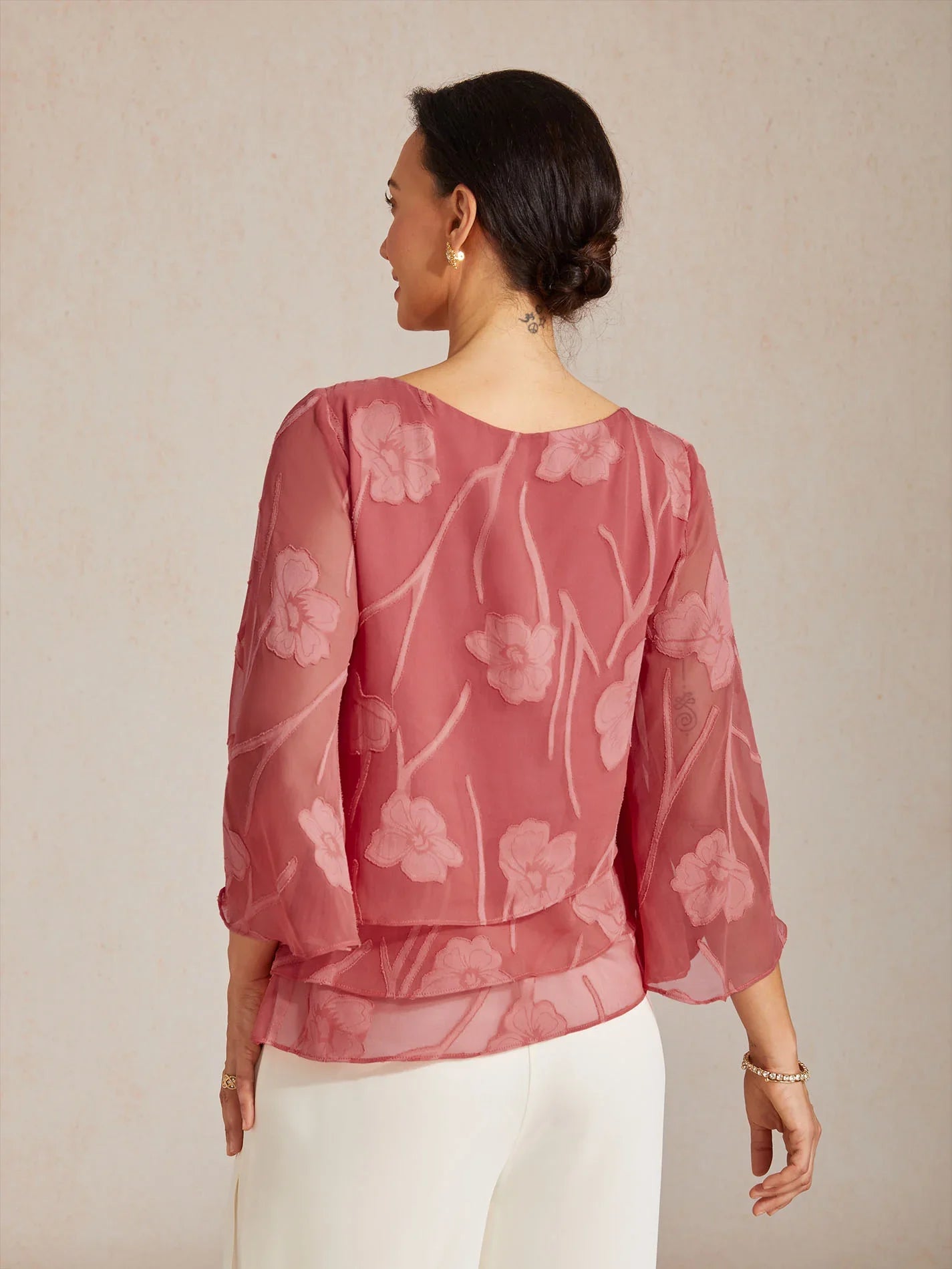Chiffon Bloemenlaagjes Blouse