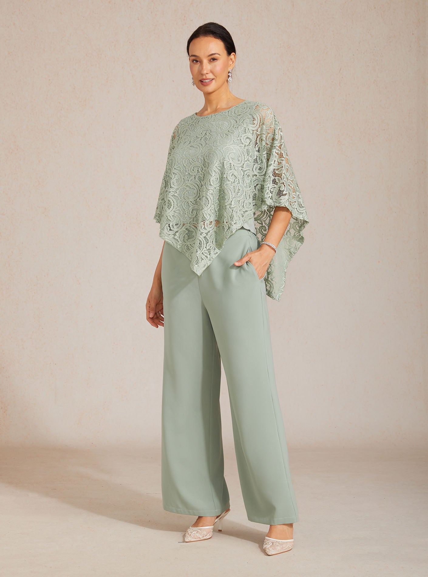 Mid-Rise Elastic Waist Wide-Leg Pants with Pockets