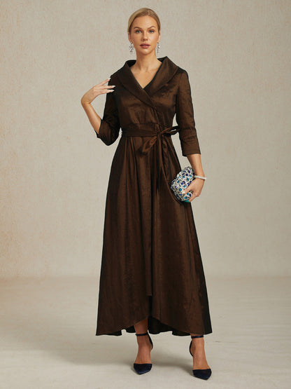 Stretch Taffeta Cocktail Dress with Tie Belt