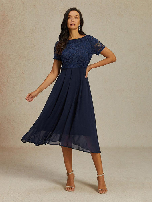 Lace Chiffon Midi Dress