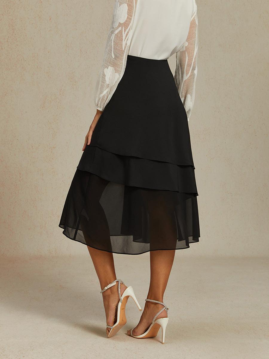 Layered Chiffon A-Line Skirt