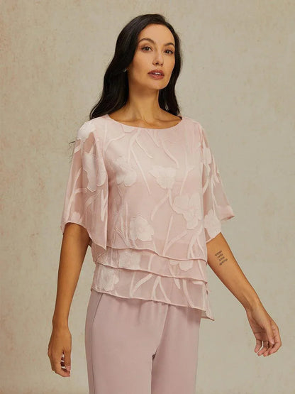 Blusa a strati in chiffon floreale