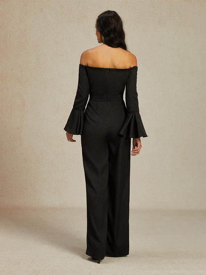 Off-Shoulder Ruffle Wide-Leg Jumpsuit