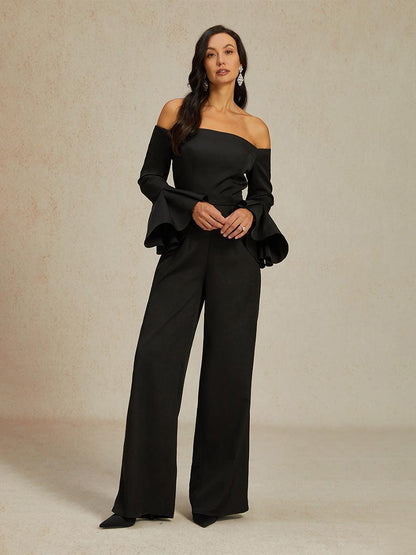 Off-Shoulder Ruffle Wide-Leg Jumpsuit