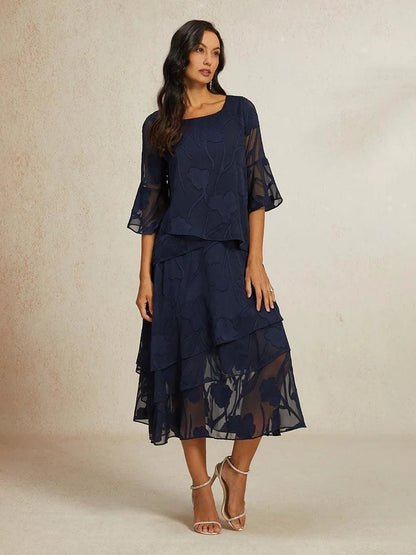 Elegante chiffon blouse met asymmetrische zoom