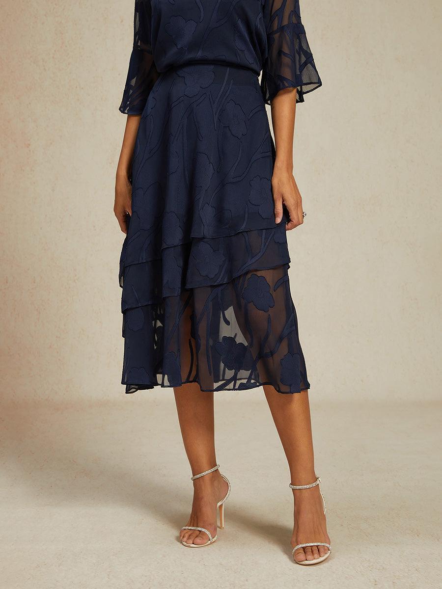 Jupe midi en mousseline fleurie