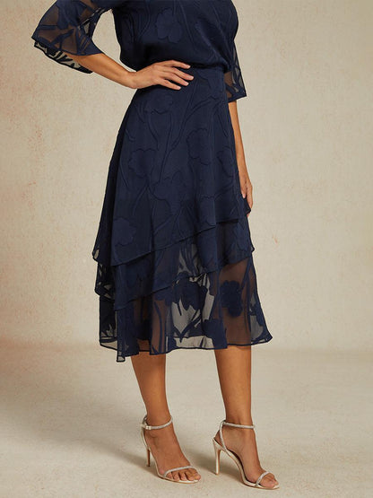 Jupe midi en mousseline fleurie