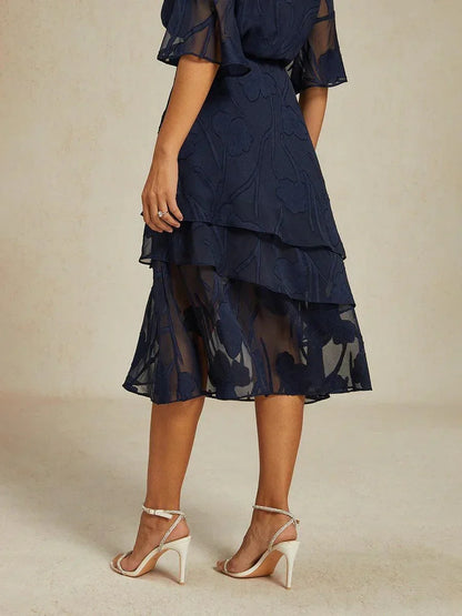 Blomstret chiffon midi-skjørt