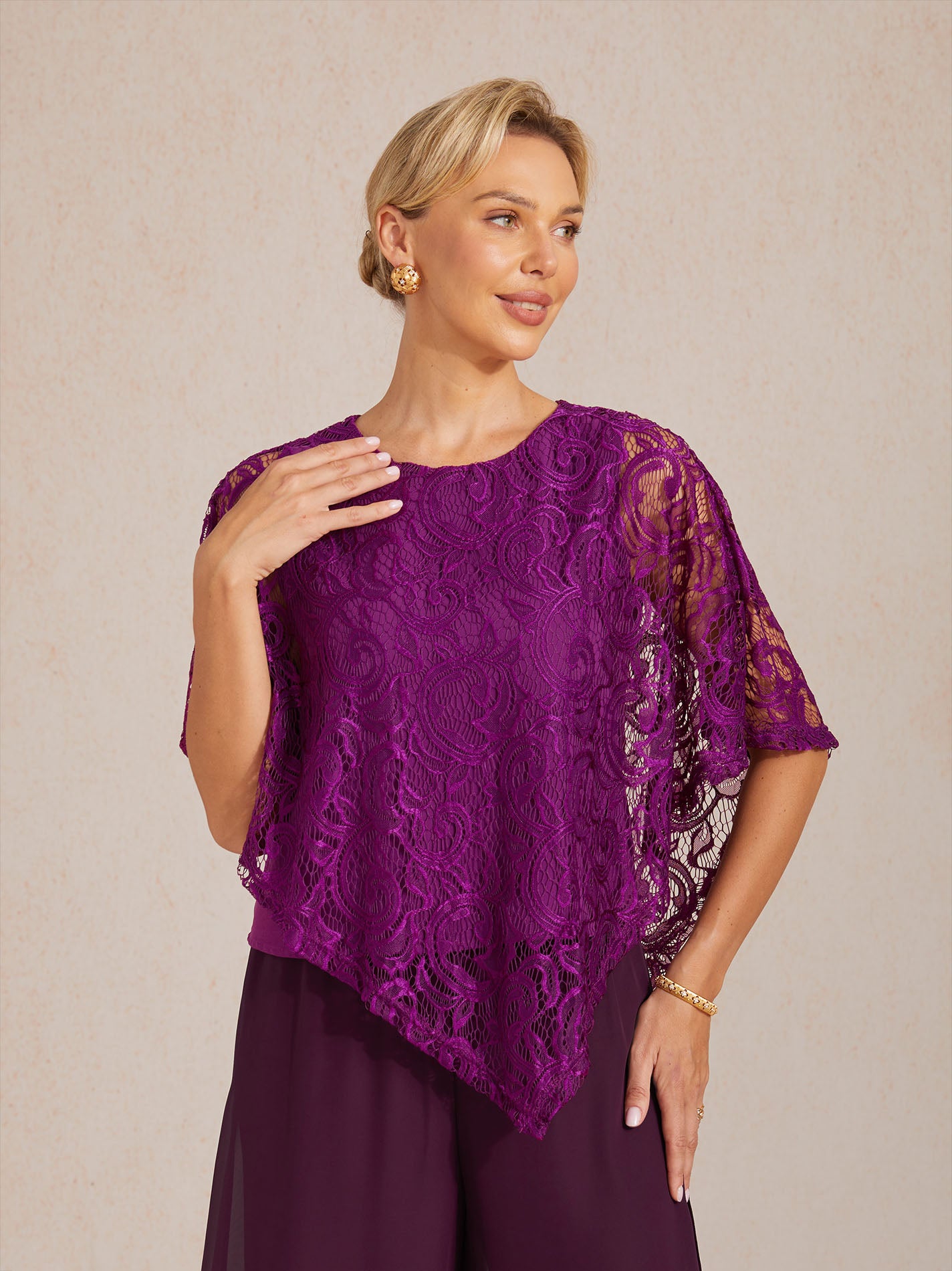 Elegant Lace Batwing Sleeve Top