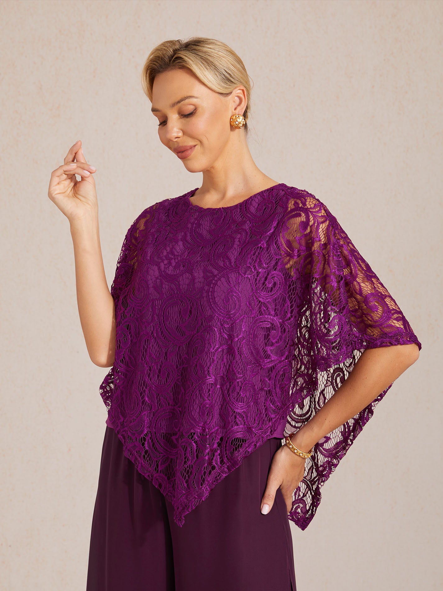 Elegant Lace Batwing Sleeve Top