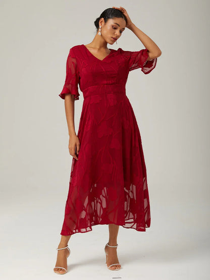 Ruffle Flutter Lace Maxi Dress