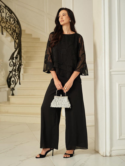 Blusa a strati in chiffon floreale