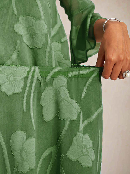 Floral Chiffon Midi Skirt
